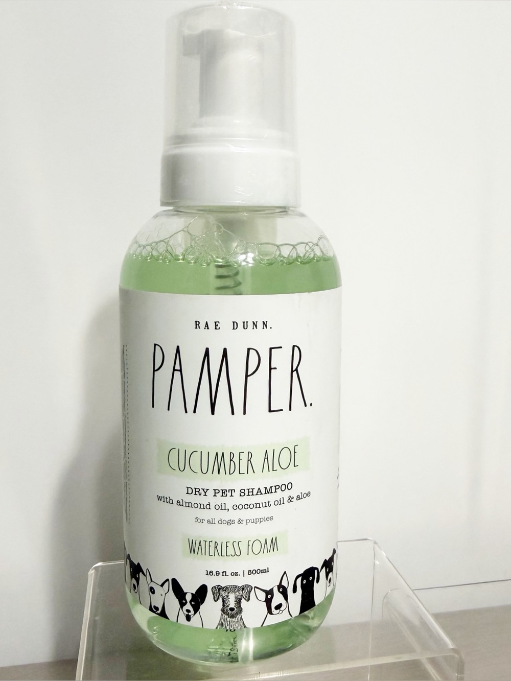 RAE DUNN Dry Pet Shampoo Waterless Foam Cucumber Aloe 16.9 fl oz (500mL) NEW